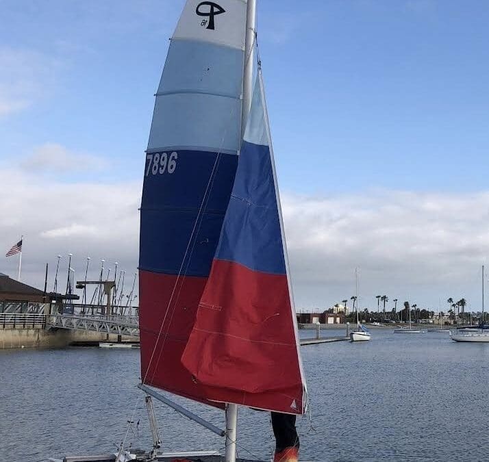 1984 Prindle 16 with trailer and catbox - ready to sail today